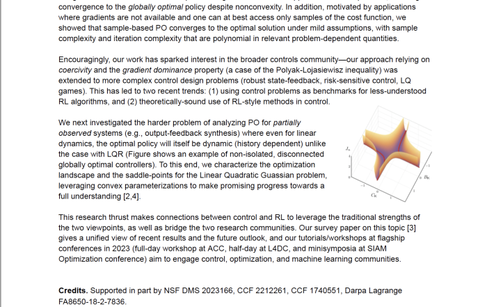 Policy Optimization in Control RL snapshot of paper linked