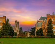 Sunset behind University of washington campus