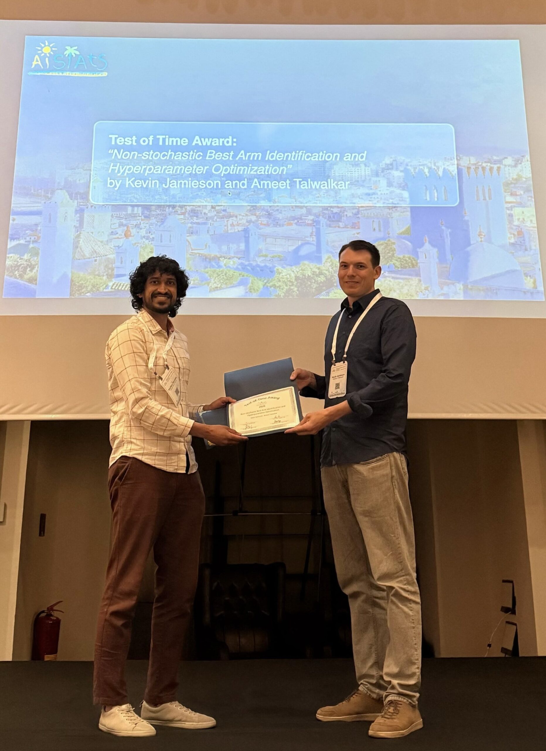 Kevin Jamieson accepting an award